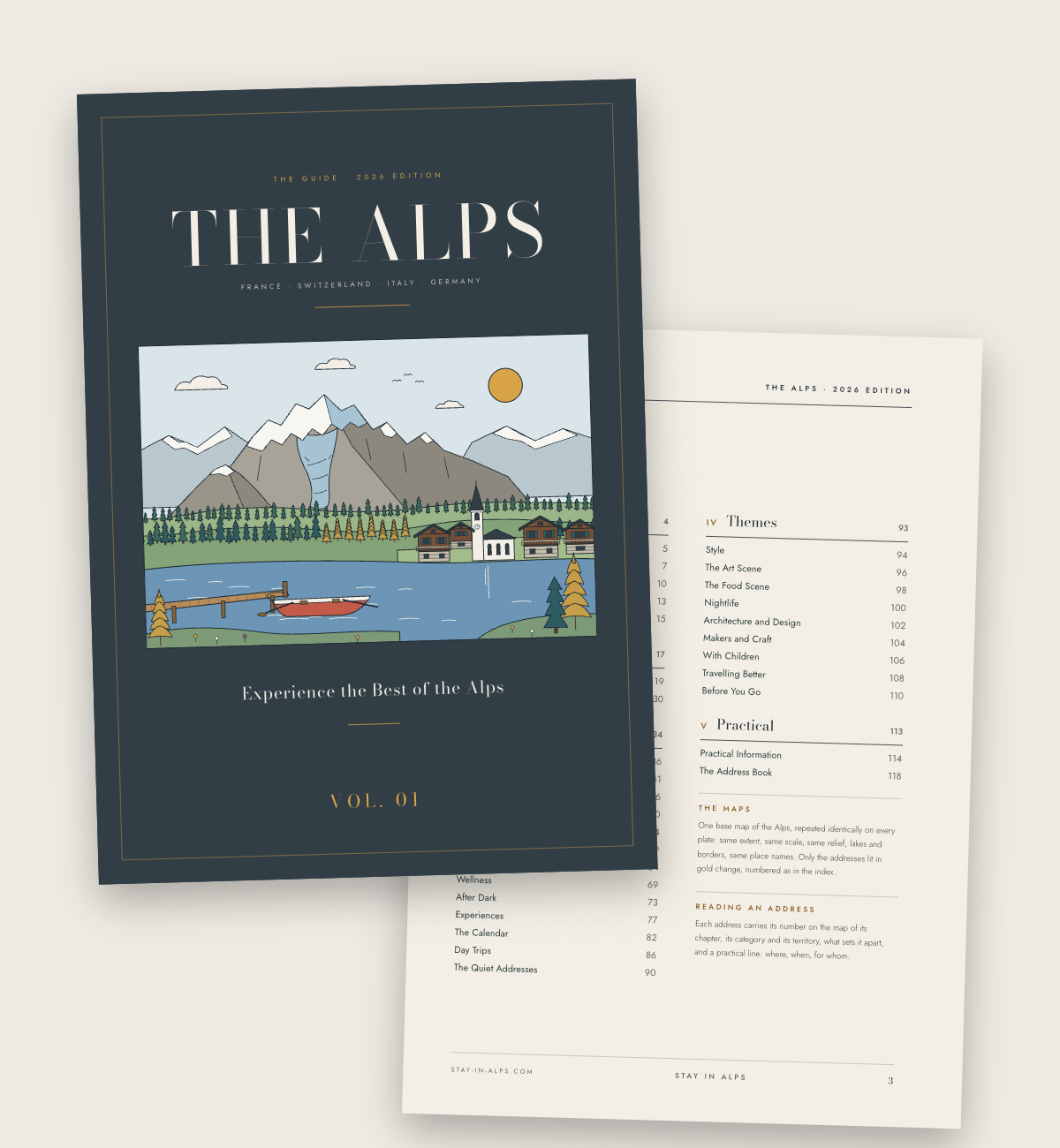 The cover and contents of The Alps Guide, 2026 edition