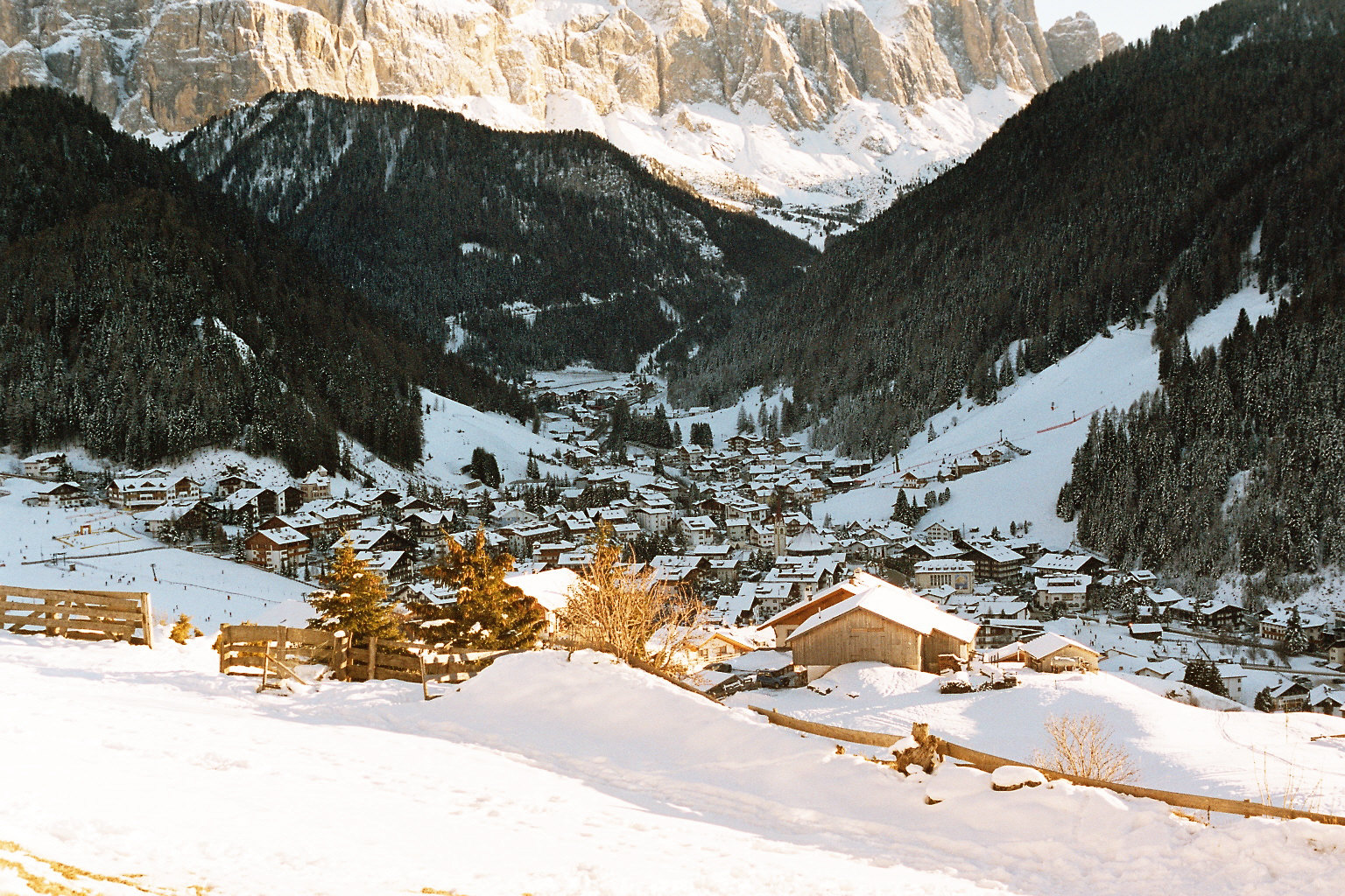 Val Gardena valley and villages in the Dolomites