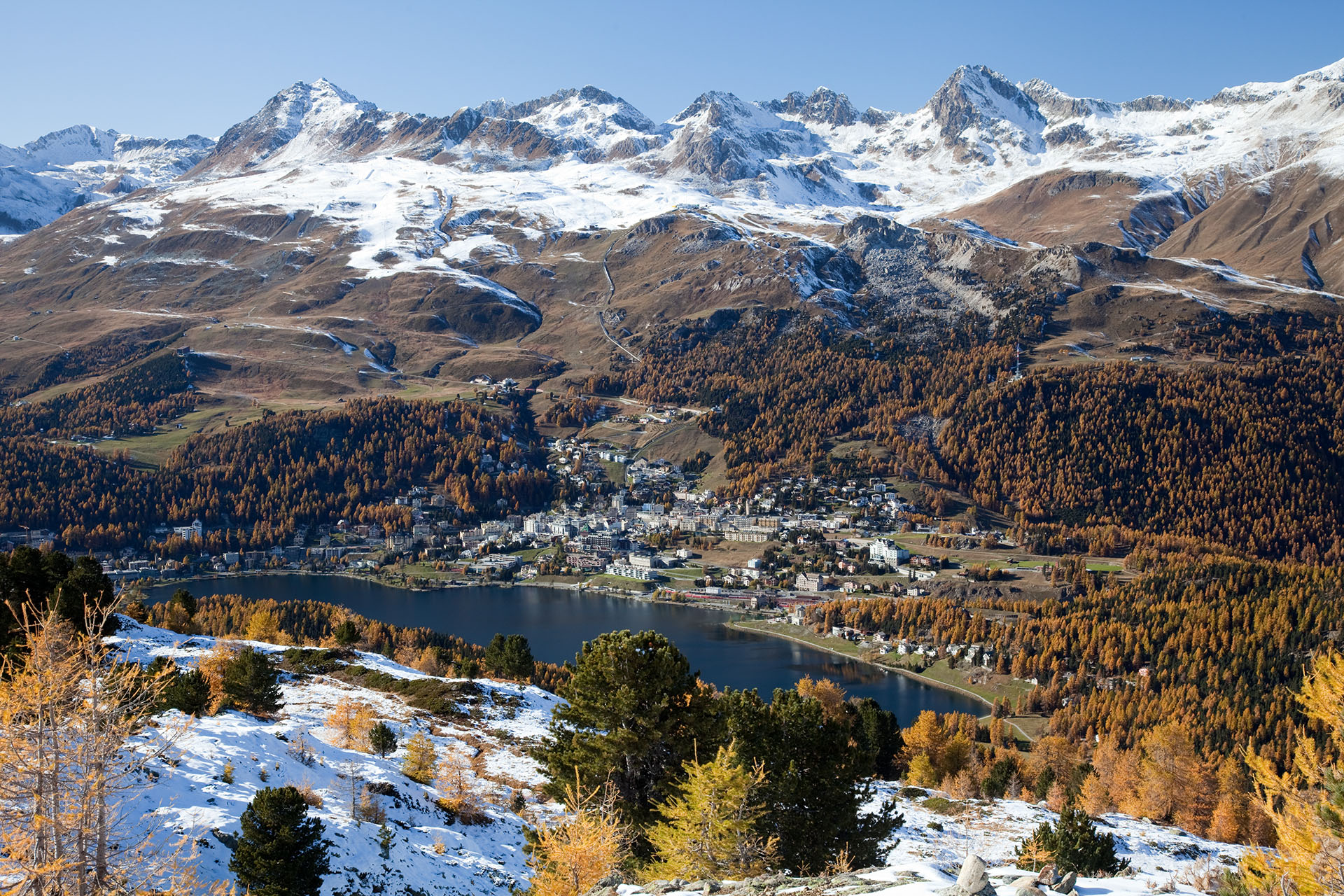 Corviglia ski area above St. Moritz