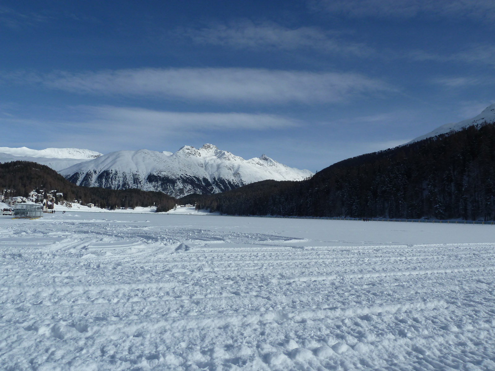 St. Moritz and its frozen lake in winter