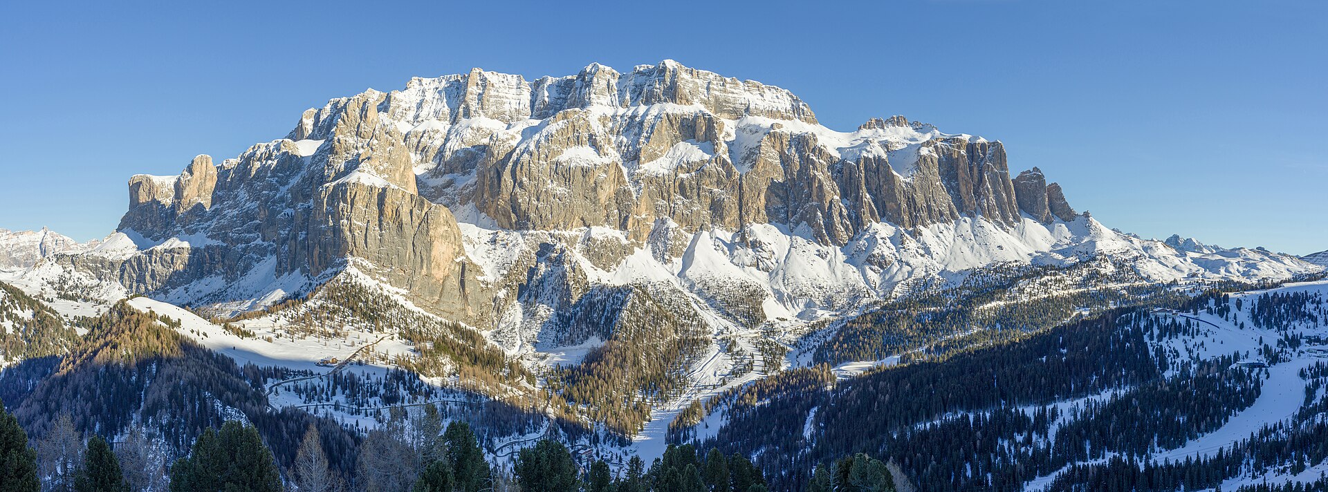 Val Gardena slopes in winter